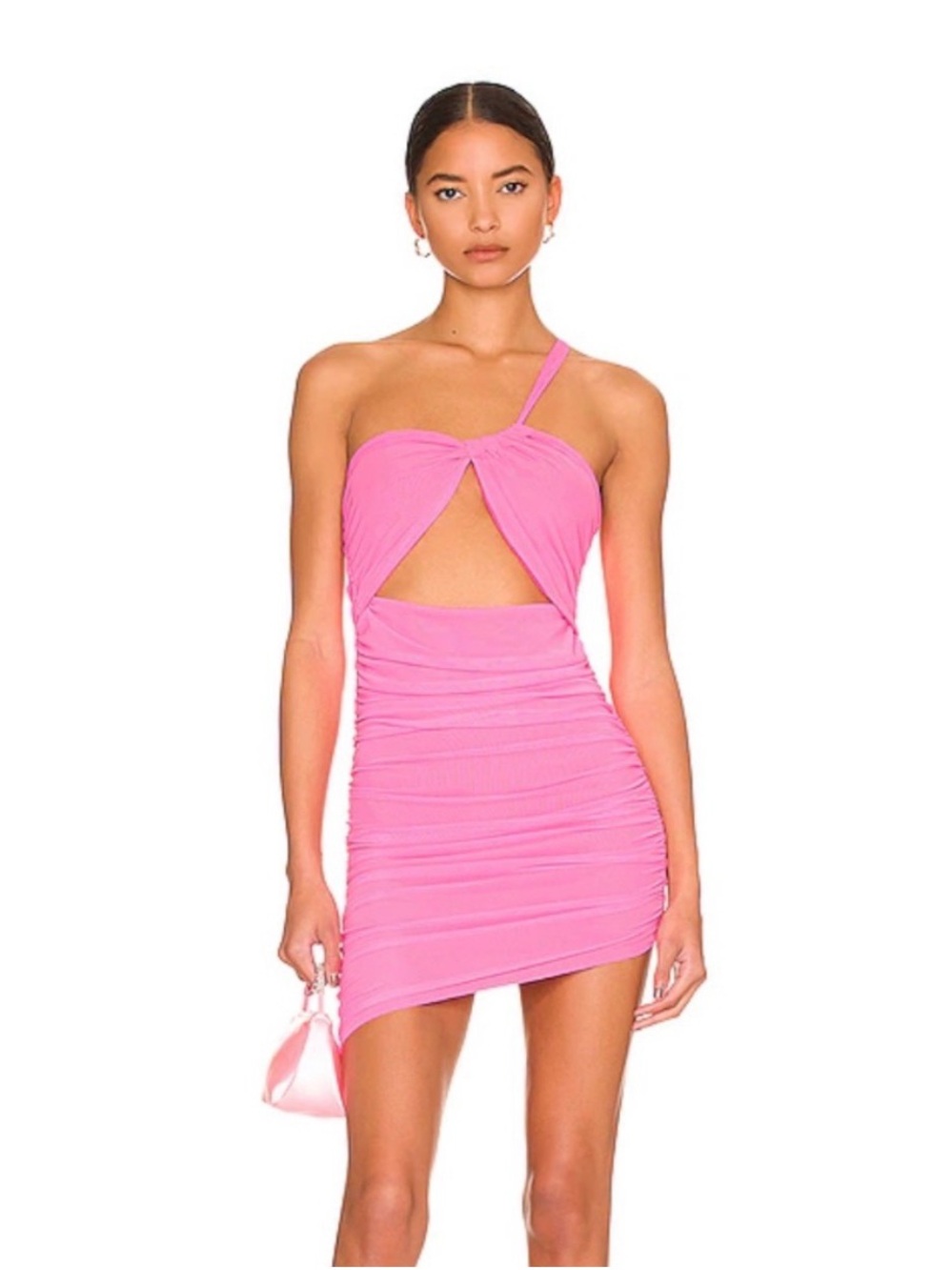 REVOLVE Hot Pink Ruched Mini Dress nwt